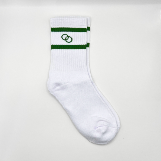 Super Soft Crew Socks - White/Green