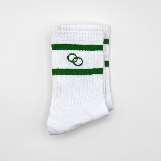 Super Soft Crew Socks - White/Green